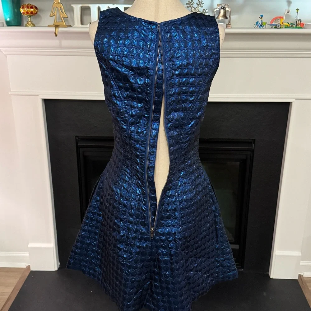 Betsey Johnson Metallic Blue Fit & Flare Dress (Size 4) - Picture 7 of 10